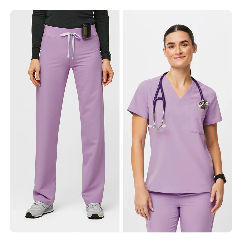 FIGS SET Livingston regular Lavender pants SMALL top XS